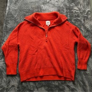 Aerie Quarter Zip Cozyup Waffel Orange Oversized Sweater